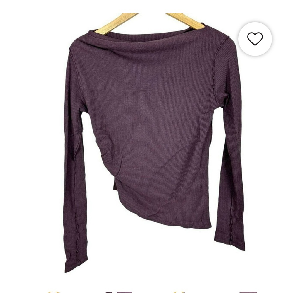 NWOT Free People We The Free Waffle Knit in Eggplant  Asymmetrical LongSleeve M